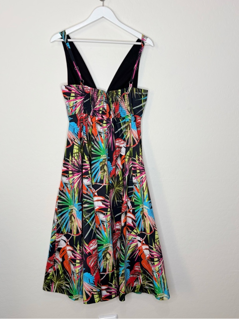 Natori El Nido Midi Dress Tropical Botanical Poplin Resort Luxury Pockets Size 6 - Picture 10 of 11